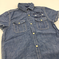 'Big Break' Blue Denim Effect Cotton Shirt - Boys 7-8 Years