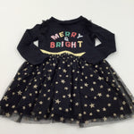 'Merry & Bright' Sequins Gold & Black Christmas Dress - Girls 12-18 Months