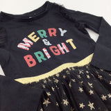 'Merry & Bright' Sequins Gold & Black Christmas Dress - Girls 12-18 Months