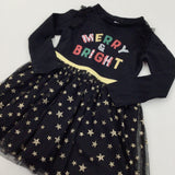 'Merry & Bright' Sequins Gold & Black Christmas Dress - Girls 12-18 Months