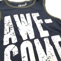 'Awesome' Navy & Grey Vest Top - Boys 11-12 Years