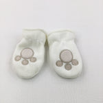 Paws Appliqued Cream Fleece Mittens - Boys/Girls 6-12 Months