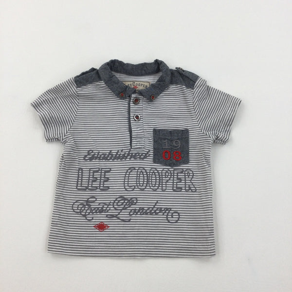 'Lee Cooper' Grey & White Polo Shirt - Boys 3-6 Months
