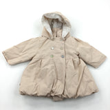 Beige Padded Long Coat with Hood - Girls 3 Months