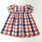Red, Blue & White Checked Cotton Dress - Girls 3-6 Months