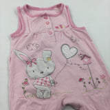 'Millie' Rabbit Appliqued Pink Sleeveless Romper - Girls 0-3 Months