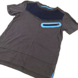 Zip Pocket Charcoal Grey T-Shirt - Boys 5-6 Years