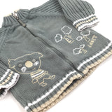 Koala Embroidered Green & Cream Zip Up Knitted Cardigan - Boys 3-6 Months