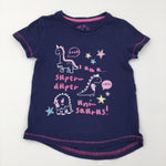 I Am A Super-Duper Uni-Saurus!' Navy T-Shirt - Girls 3-4 Years