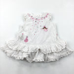 Fairies & Trees Embroidered White Corduroy Party Dress - Girls 0-3 Months
