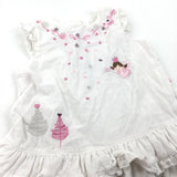 Fairies & Trees Embroidered White Corduroy Party Dress - Girls 0-3 Months