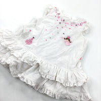 Fairies & Trees Embroidered White Corduroy Party Dress - Girls 0-3 Months