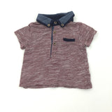 Burgundy & Navy Polo Shirt - Boys 3-6 Months