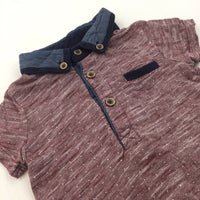 Burgundy & Navy Polo Shirt - Boys 3-6 Months