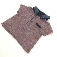 Burgundy & Navy Polo Shirt - Boys 3-6 Months