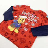 'Present Patrol' Paw Patrol Chase Red & Navy Christmas Top - Boys 18-24 Months