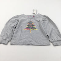 **NEW** Sequins Christmas Tree Grey Sweatshirt - Girls 6 Years