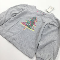 **NEW** Sequins Christmas Tree Grey Sweatshirt - Girls 6 Years