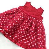 Spotty Red Satiny Party Dress with Net Overlay - Girls 0-3 Months