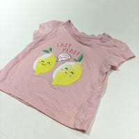 'Easy Peasy Lemon Squeezy' Lemons Pink T-Shirt - Girls 3-6 Months