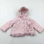 Ladybird & Flowers Embroidered Pink Jersey Coat - Girls 0-3 Months
