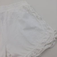 White Lightweight Jersey Shorts with Frilly Hem - Girls 11-12 Years