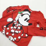 'Minnie Mouse' Glittery Red Long Sleeve Christmas Top - Girls 3 Years