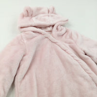 Pink Jersey Lined Fleece Pramsuit with Hood & Ears - Girls 9-12 Months