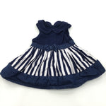 Navy & White Cotton, Denim & Jersey Dress - Girls 0-3 Months