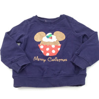 'Merry Christmas' Mickey Mouse Christmas Pudding Navy Sweatshirt - Boys/Girls 3 Years