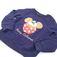 'Merry Christmas' Mickey Mouse Christmas Pudding Navy Sweatshirt - Boys/Girls 3 Years