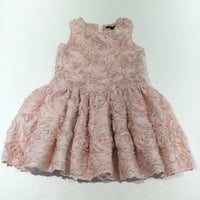 3D Flowers Appliqued Pale Pink Party Dress - Girls 6-7 Years