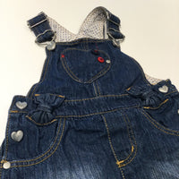 Heart Pocket Dark Blue Denim Dungaree Dress - Girls 9-12 Months