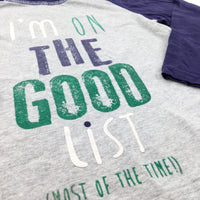 'I'm On The Good List' Navy & Grey Long Sleeve Top - Boys 5-6 Years