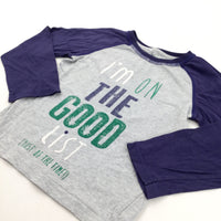 'I'm On The Good List' Navy & Grey Long Sleeve Top - Boys 5-6 Years