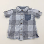 Blue, Navy & White Checked Cotton Shirt - Boys 12-18 Months