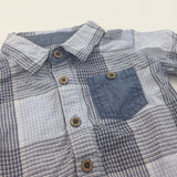 Blue, Navy & White Checked Cotton Shirt - Boys 12-18 Months