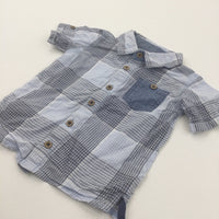 Blue, Navy & White Checked Cotton Shirt - Boys 12-18 Months