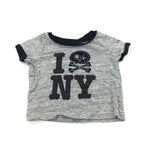 Skull & Crossbones Appliqued Grey & Black T-Shirt - Boys 0-3 Months