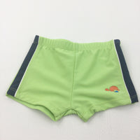 Turtles Lime Green & Navy Swimming Trunks - Boys 12-18 Months