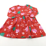 'Merry Christmas' Peppa Pig Red Jersey Christmas Dress - Girls 2-3 Years