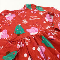 'Merry Christmas' Peppa Pig Red Jersey Christmas Dress - Girls 2-3 Years