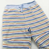 Monster Face Colourful Striped Blue & White Jersey Trousers - Boys 3-6 Months