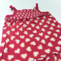 Hearts Pink & White Sleeveless Jersey Dress - Girls 9-12 Months