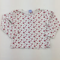 Snowflakes White Red & Gold Long Sleeve Top - Girls 9-12 Months