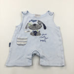 'Lovely Cute Puppy' Appliqued Blue Jersey Dungarees - Boys Newborn