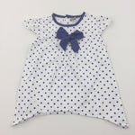 Spotty Blue & White Cotton Smock Style Dress - Girls 12-18 Months