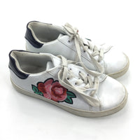 Flowers Embroidered White Trainers - Girls Size 1