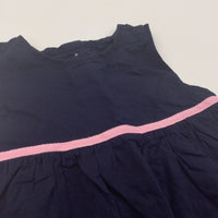 Navy & Pink Cotton Sun Dress - Girls 12-18 Months