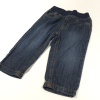 Dark Blue Lightweight Denim Pull On Jeans - Boys 6-9 Months
